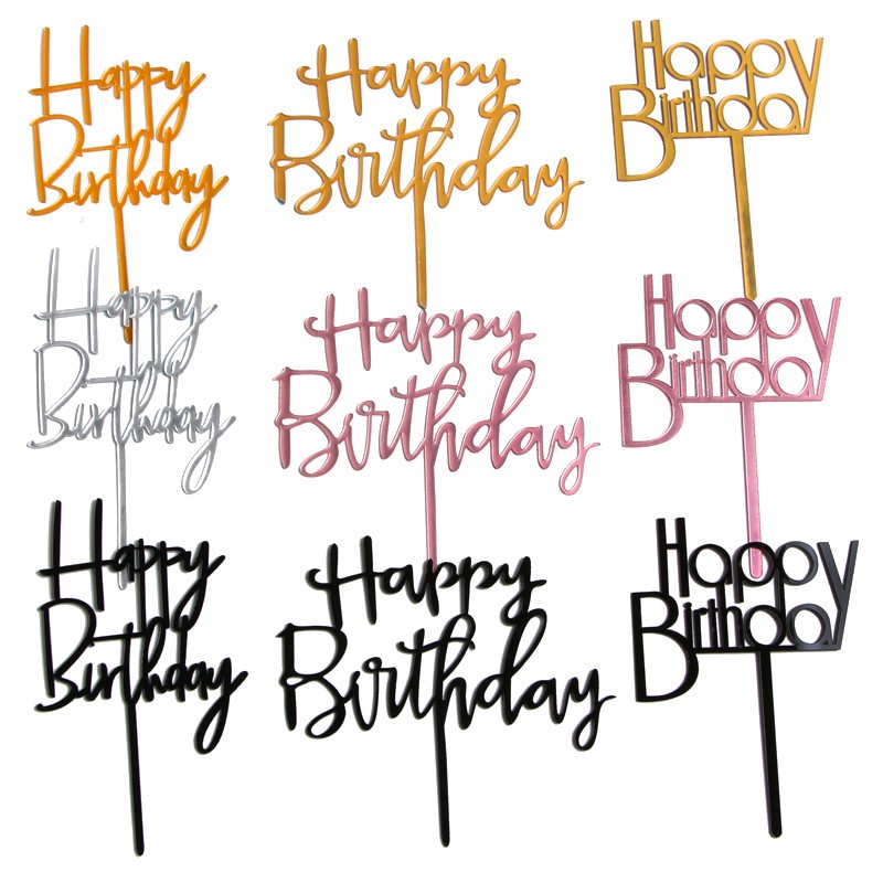 10 Cái / Gói 50 Phong Cách Acrylic ​Topper Trang Trí Bánh Kem Hình Chữ Happy Birthday