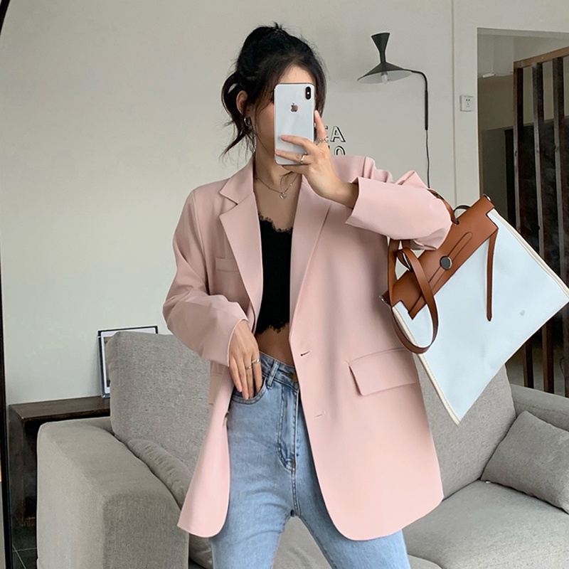 Áo Khoác Blazer Vest Nữ Độn Vai Dáng Dài Hai Cúc Phong Cách Hàn Quốc Thời Trang Sugal AO KHOAC NU 008V2