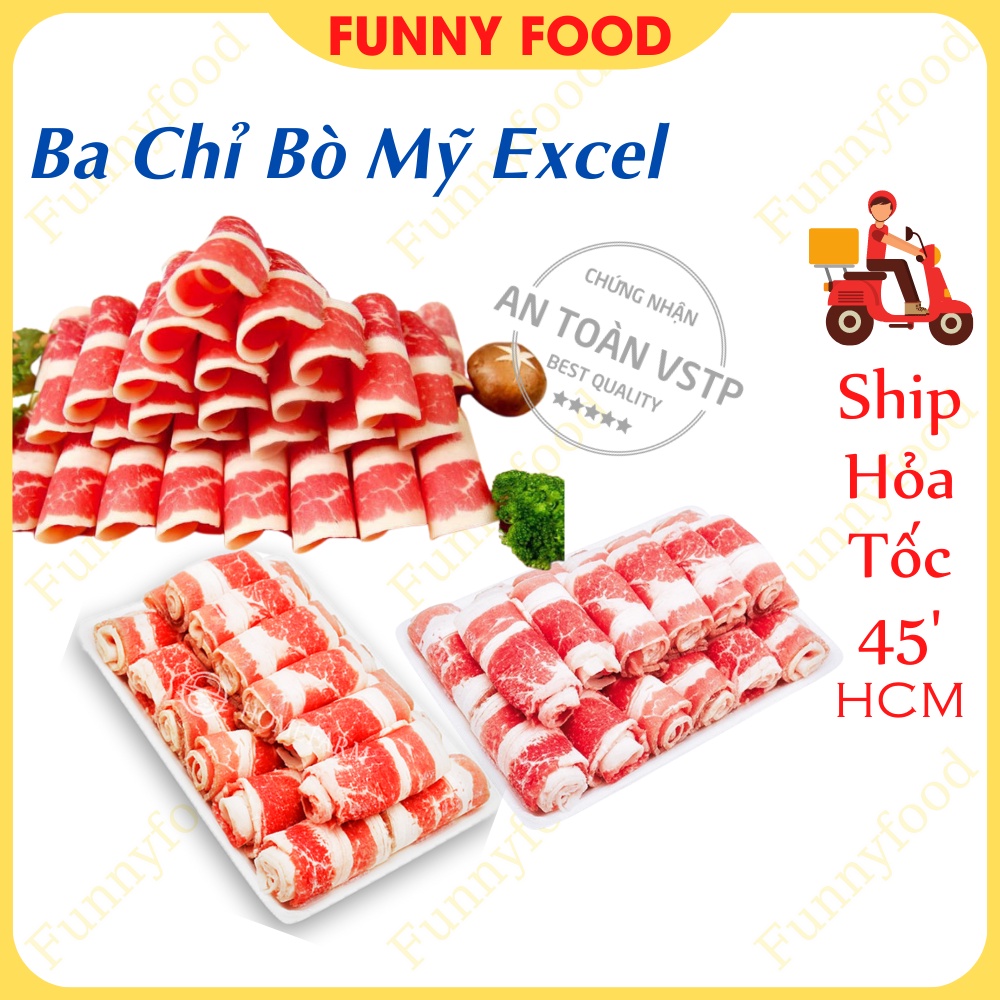 Ba Rọi Bò Mỹ - Thịt bò ba chỉ cắt lát Excel Mỹ - 500g  - FunnyFood