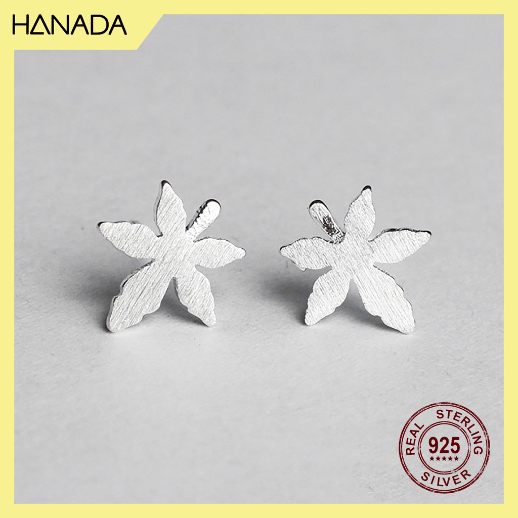 Bông Tai Bạc 925 Hanada E-0-F-0331 Lá Thông Nhám