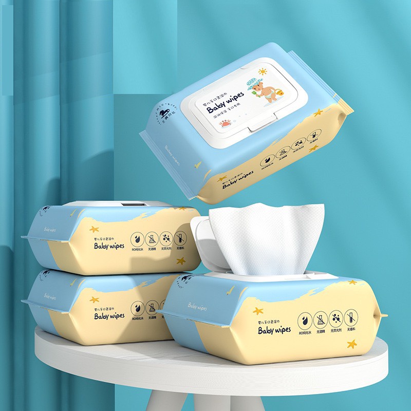 [Lẻ + Combo 4] Khăn ướt Baby wipes chuyên dụng cho bé hộp 100 tờ có nắp cho bé