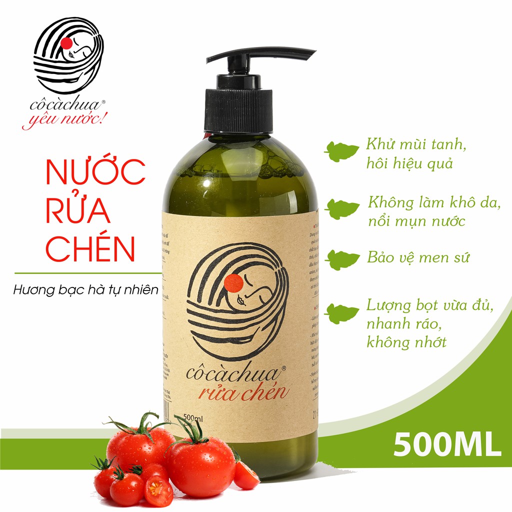 Nước Rửa Chén Sinh Học 500ml Cô Cà Chua Yêu Nước An Toàn Cho Bé Bảo Vệ Da Tay