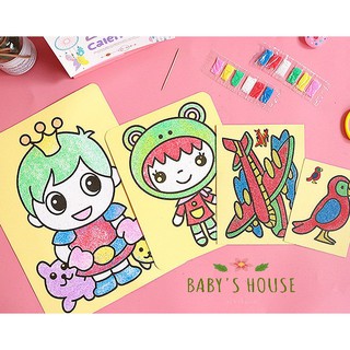 Tranh cát cho bé tập tô màu, có sẵn cát - Baby's House