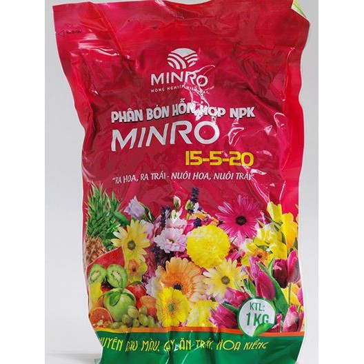 MINRO 15-5-20 1kg - Phân tím hỗn hợp NPK ra hoa ra trái nuôi hoa nuôi trái