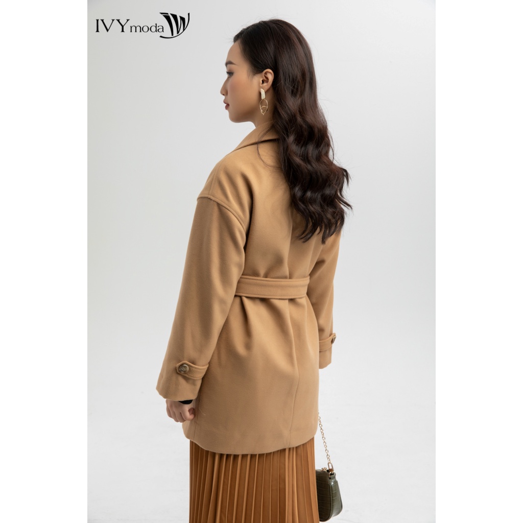 [Mã WABRSB55 giảm 12% đơn 250K] Áo khoác dạ nữ vạt đắp chéo kèm đai MS 71B8431