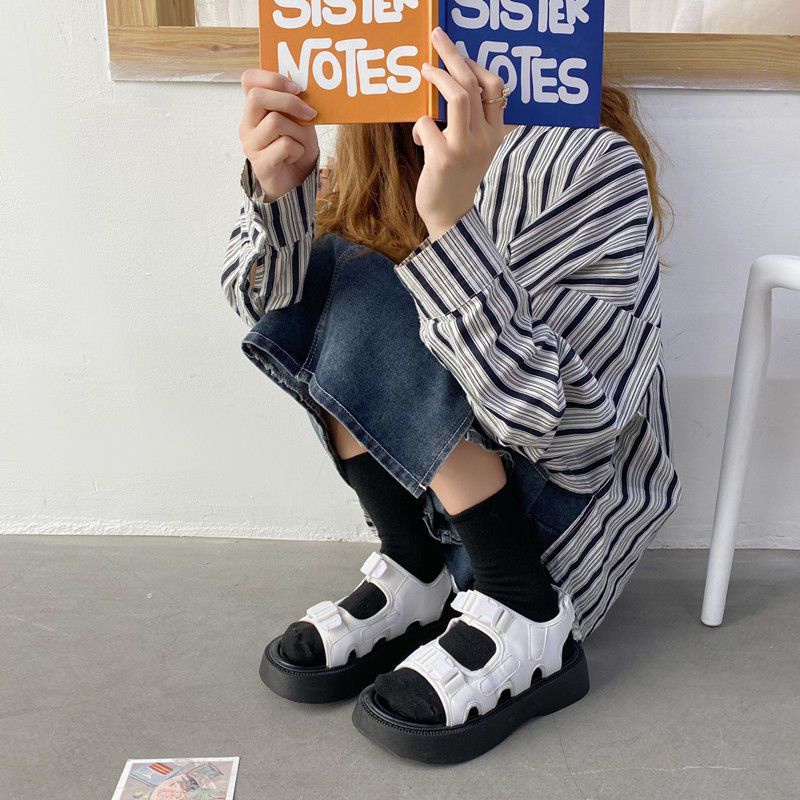 Dép Sandal quai ngang đế độn siêu đẹp phong cách Ulzzang