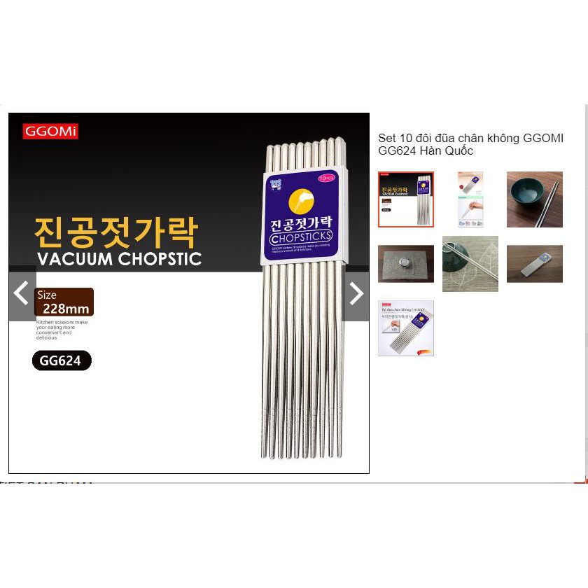 Set 10 đôi đũa inox 304 hàn quốc hút chân không gogomi