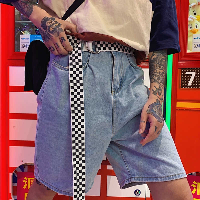 Thắt lưng vải canvas phối kẻ ô cá tính thời trang