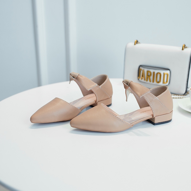 Giày Búp Bê Mũi Nhọn Đính Nơ Phong Cách Hàn Quốc Cho Nữ