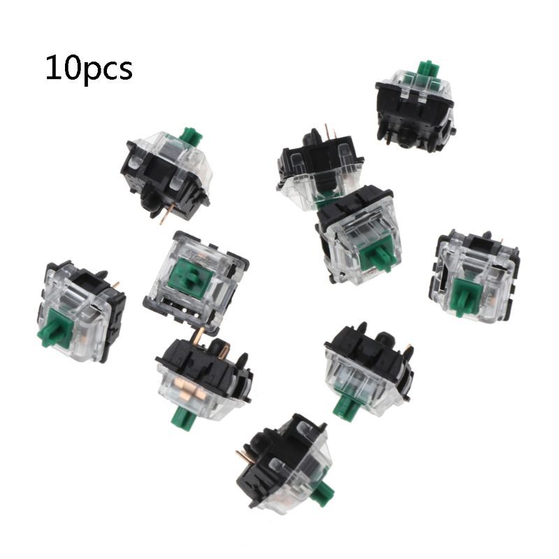 RUN♡ 10Pcs Mechanical Keyboard Gateron MX 3 Pin Green Switch Transparent Case