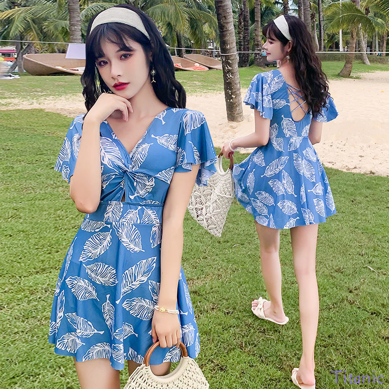 Váy mỏng hàn quốc-phong cách đồ bơi một mảnh che bụng tập hợp đồ bơi nữ hở lưng gợi cảm