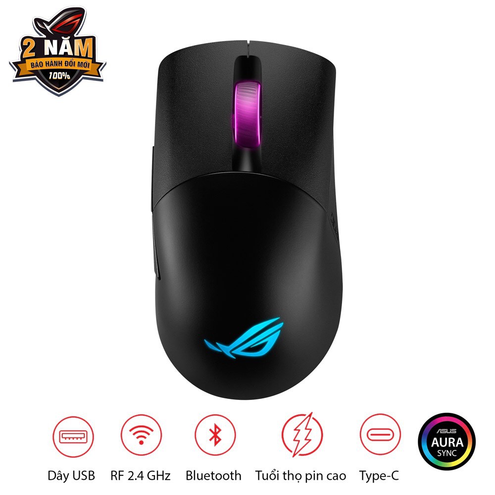 [Tặng Miếng Lót Chuột] Chuột Gaming ASUS ROG Keris Wireless | 2.4 GHz | Bluetooth | Đen