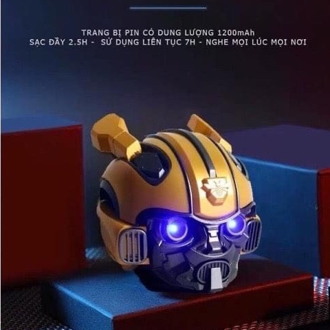 Loa Bluetooth Nghe Nhạc Bumblebee Đầu Robot Mắt Có Đèn Led Xanh /Âm Thanh Sống Động