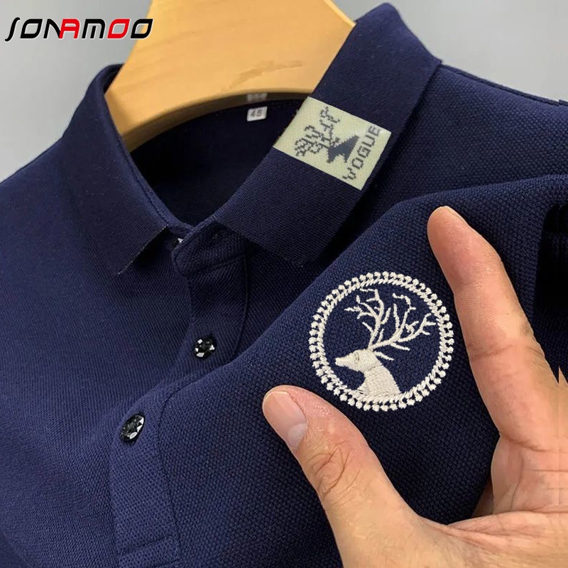 Áo polo Ngắn Tay Form Rộng Thêu Họa Tiết Dành Cho Nam