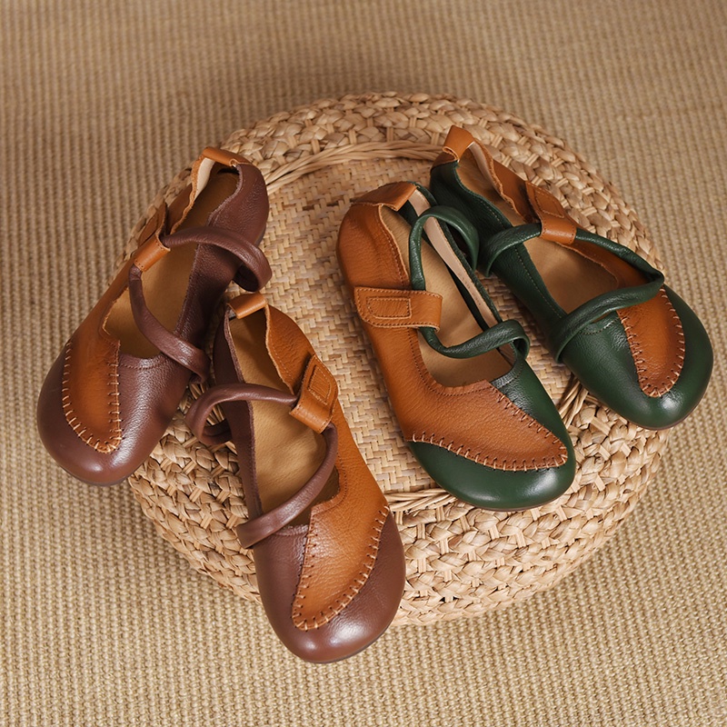 Giày búp bê mũi tròn đế mềm thoải mái phong cách retro thời trang cho nữ