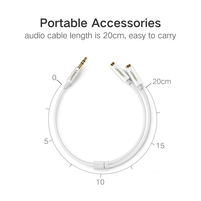 Ugreen Dây Cáp Tách Âm Thanh Tai Nghe 3.5mm 1Male Sang 2 Female Cho iPhone Samsung