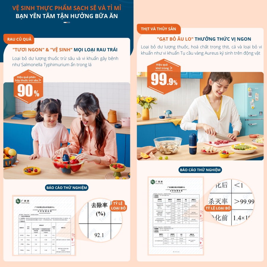 Máy khử trùng hoa quả xiaomi tiệt trùng rau quả khử khuẩn thực phẩm tự động loại bảo hóa chất độc hại