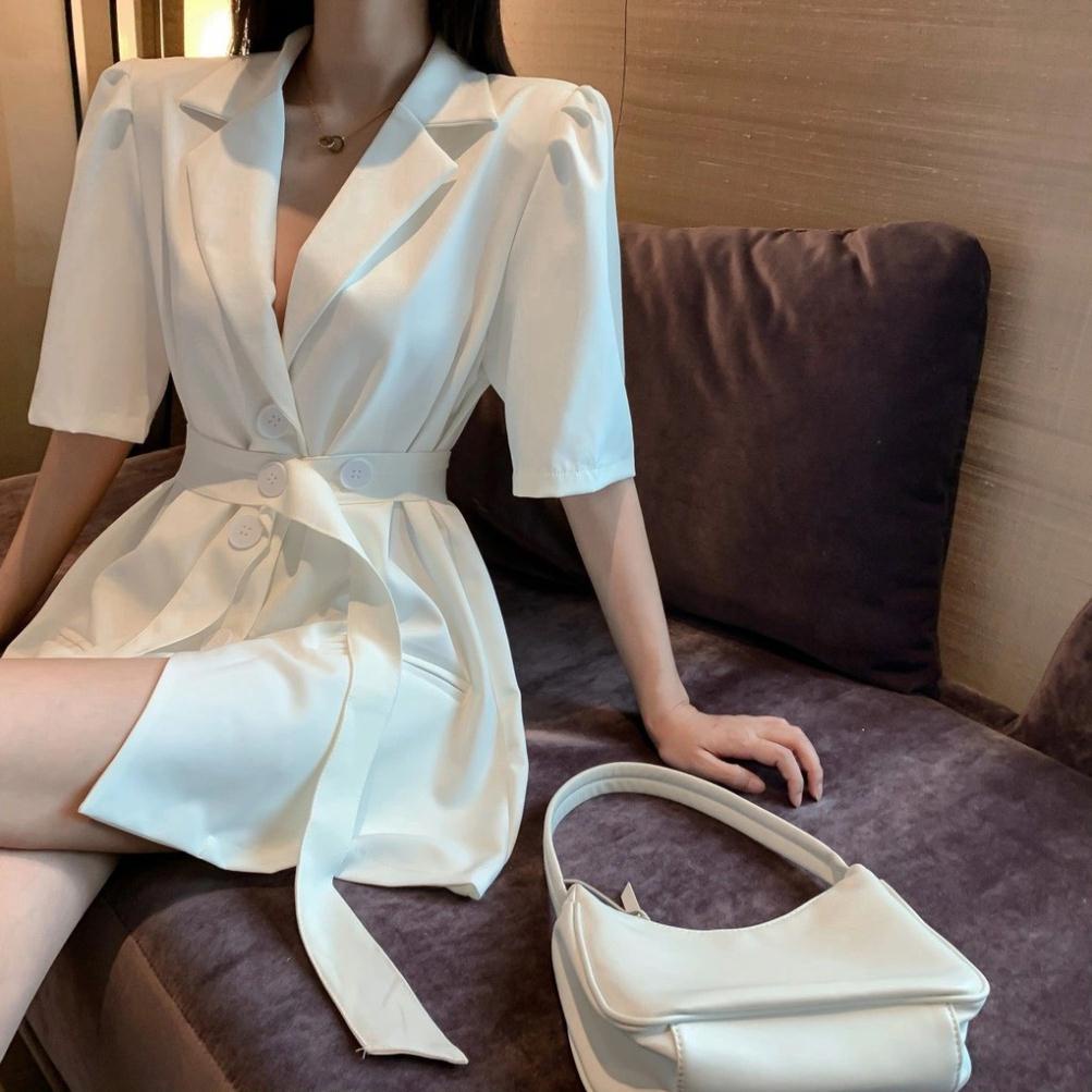 Áo vest nữ blazer tay ngắn quảng châu [VIDEO + ẢNH THÂT] 2  màu trắng và đen phong cách Hà Quốc, ulzzang A98 | BigBuy360 - bigbuy360.vn
