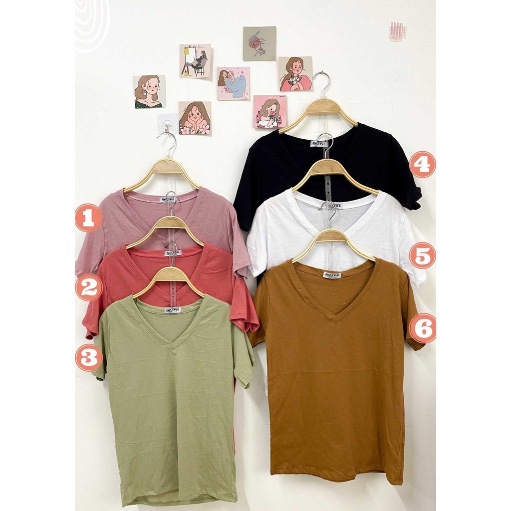 Áo thun trơn tay lỡ basic nữ, áo phông cổ V đẹp đi học ulzzang thời trang Fmstyle Saigon 21TU06T372101 | BigBuy360 - bigbuy360.vn