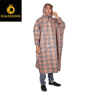 Áo mưa NAM không xẻ tà, kín hông, vải dù cao cấp (Màu SỌC CARO ngẫu nhiên)