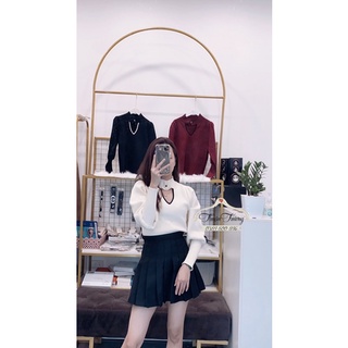 Áo len cổ choker