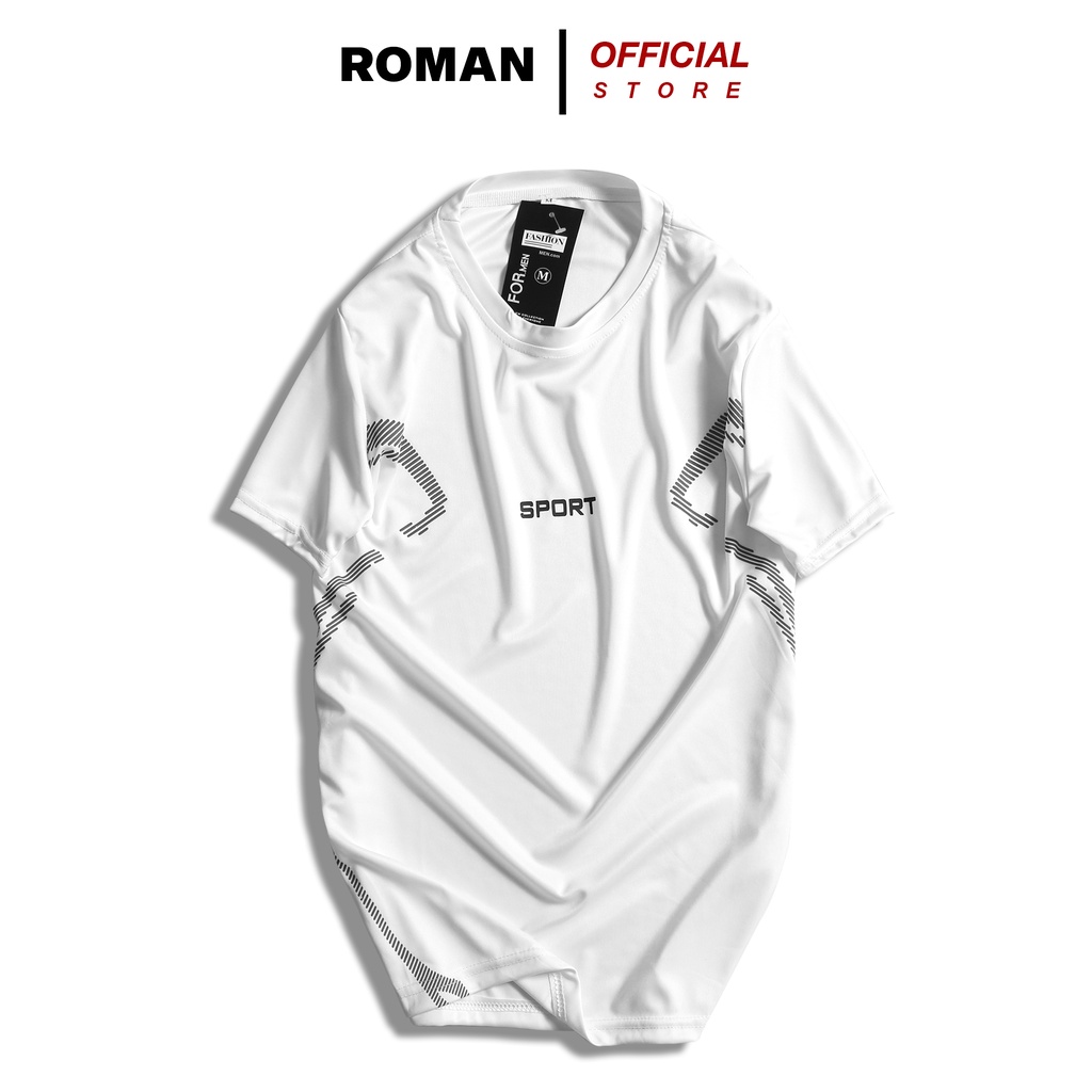 Áo Thể Thao Nam Thun Lạnh Cổ Tròn Cộc Tay Co Giãn Thông Hơi ROMAN AT09