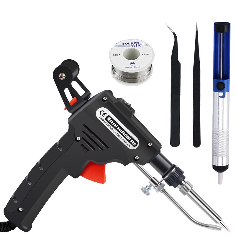Combo mỏ hàn tự động đẩy thiếc + 1 hút thiếc, 1 quận thiếc và 2 nhíp gắp
