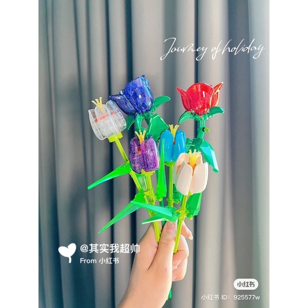 Mô hình lắp ráp cành hoa hồng đen ánh kim phát sáng PHANTOM ROSE tặng người yêu siu xinh Decool Nonlego