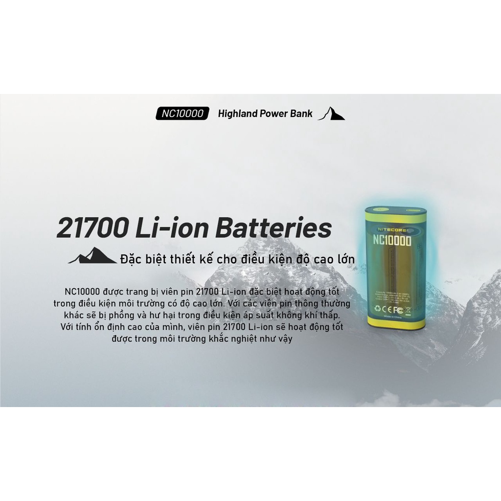 Sạc dự phòng kết hợp đèn LED Nitecore NC10000 Outdoor Compact Power Bank