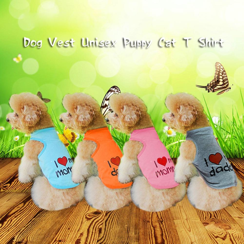 🐶SD Classic Love Mommy & Love Daddy Print Dog Vest Unisex Puppy Cat T Áo sơ mi không tay Quần áo Chó dễ thương Quần áo