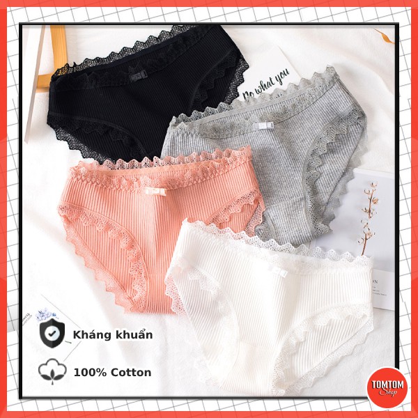 Quần Lót Nữ Cotton - Quần Chip Nữ Viền Ren Dễ Thương QL05