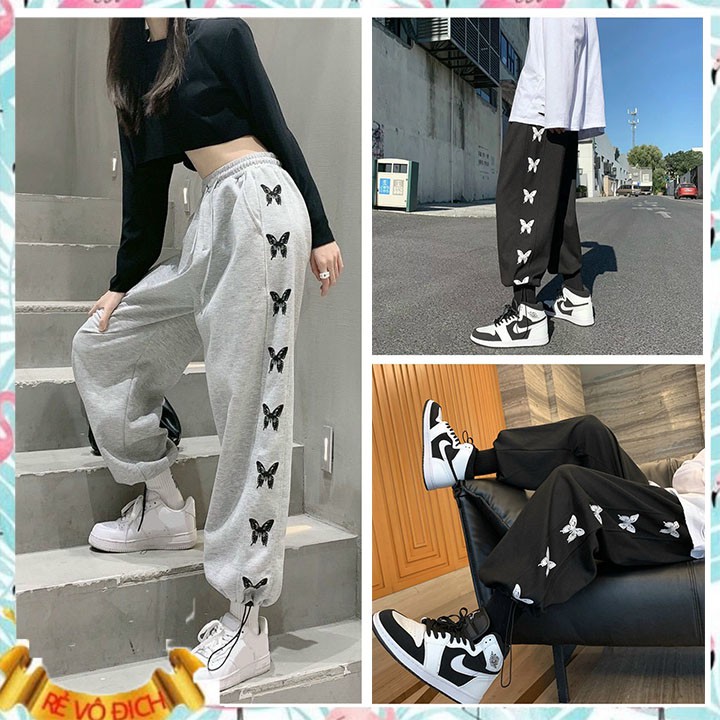 Quần Ống Rộng Rút Chân Vải Nỉ cánh bướm 75kg 🌸[FREESHIP - SIÊU HOT ] 🌸QUẦN ỐNG RỘNG DÁNG JOGGER BO GẤU HÀNG MỚI