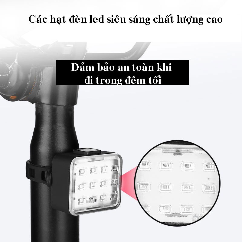 Đèn hậu xe đạp nhiều led đèn sau xe đạp cảnh báo đi đêm D07