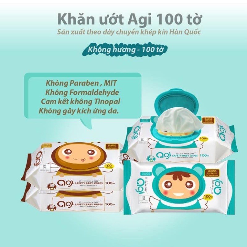 KHĂN ƯỚT TRẺ EM HÀN QUỐC AGI LOẠI 80/100 TỜ