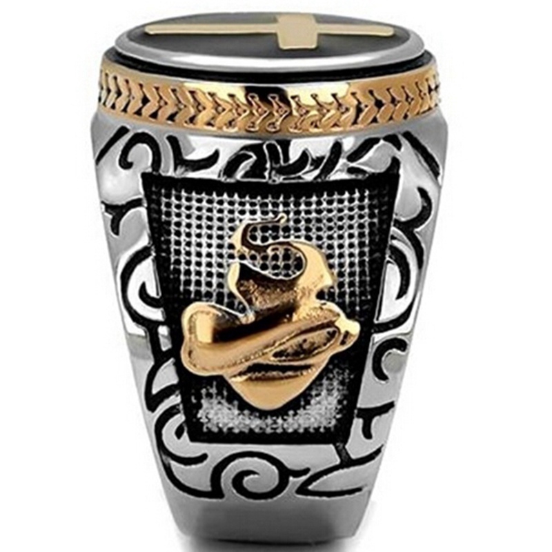 Nhẫn Thép Titan Hình Thánh Giá Phong Cách Cổ Điển Cho Nam