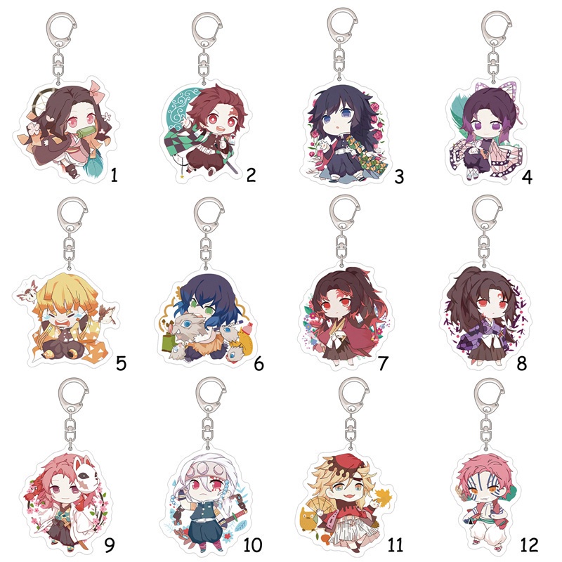 Móc khóa hai mặt bằng acrylic hình Tanjirou Nezuko Zenitsu