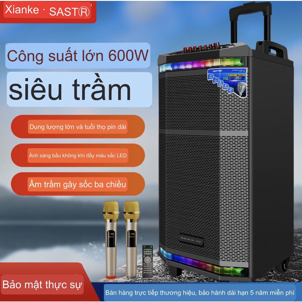 LOA KÉO SAST CÔNG SUẤT 600W KÈM MIC KHÔNG DÂY