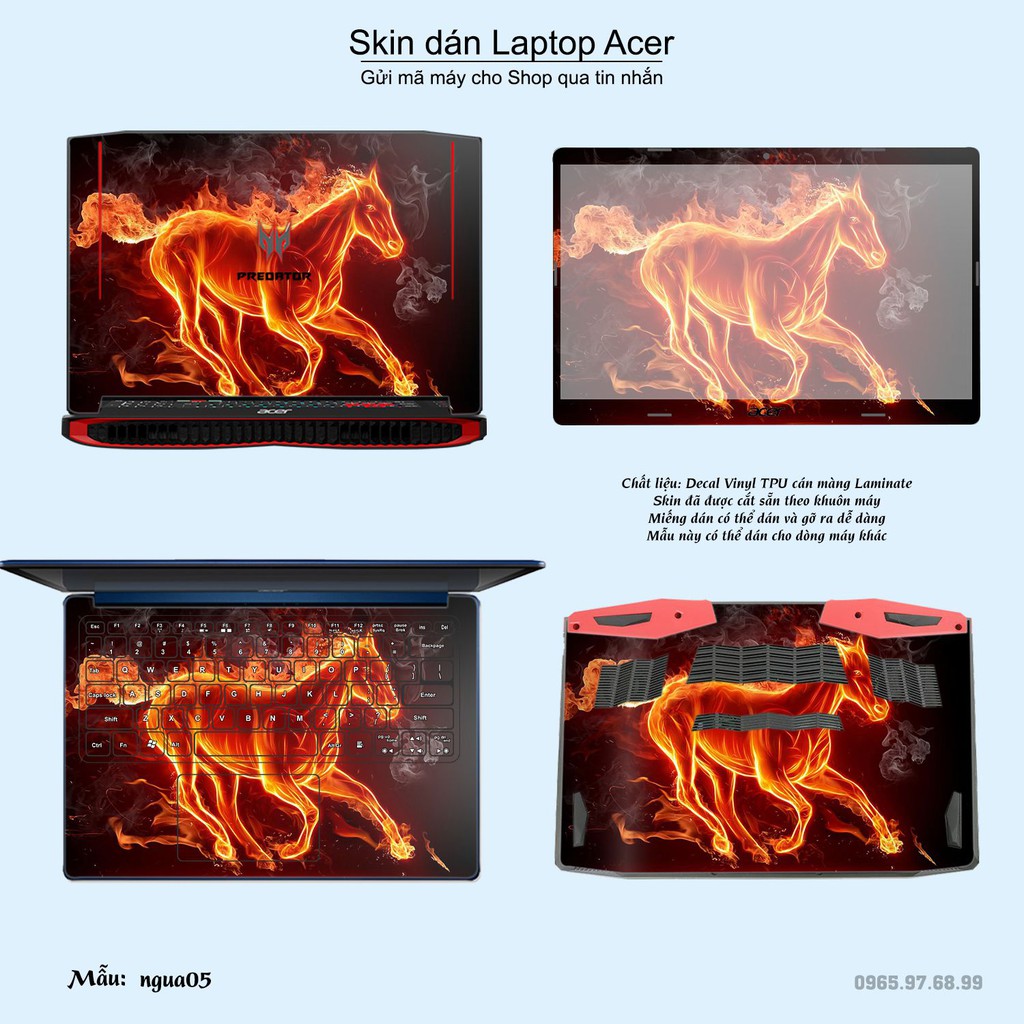Skin dán Laptop Acer in hình Con ngựa (inbox mã máy cho Shop)