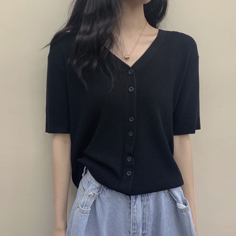 Áo cardigan tay ngắn cổ chữ V thời trang cổ điển cho nữ JL-TX-115