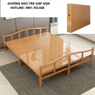 Giường sập tre gấp gọn, giường ngủ gỗ tre đơn dành cho người lớn và trẻ em siêu chắc chắn (rộng 120cm,150cm)