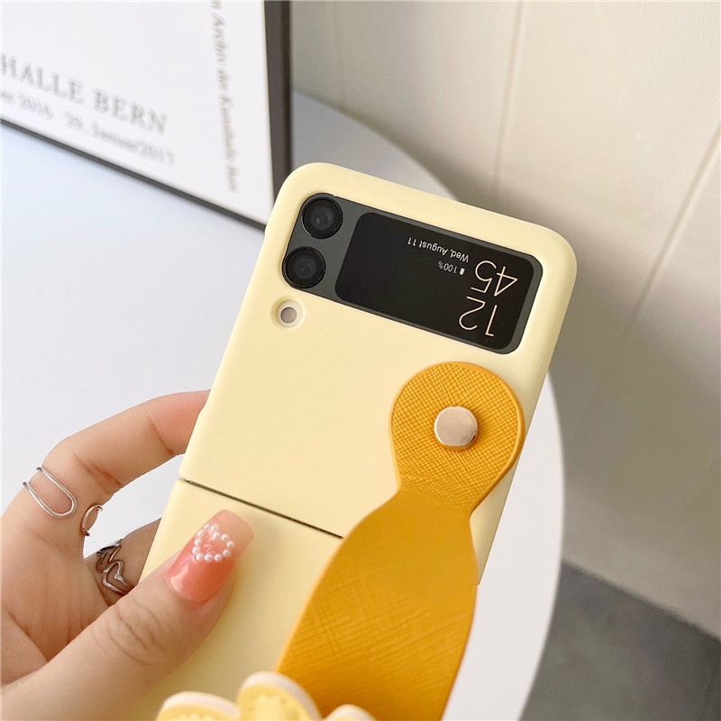 Macaron Color Giraffe Wrist Band Casing Samsung Galaxy Z Flip 4 Z Flip 3 5G Z Flip 3 Zflip3 Z Flip4 Shockproof Protective Samsung Z Flip4 Z Flip3 Phone Case