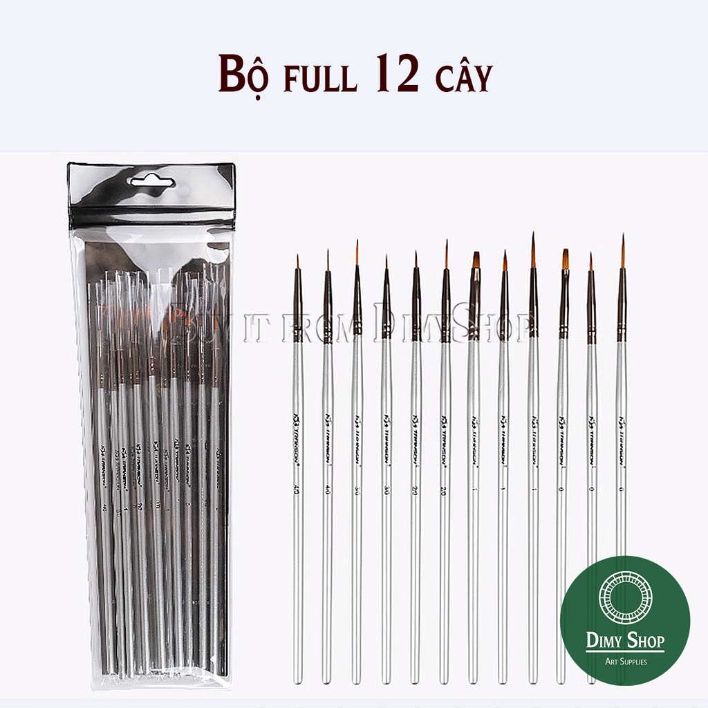 Cọ vẽ màu Acrylic,màu nước Transon 12 cây