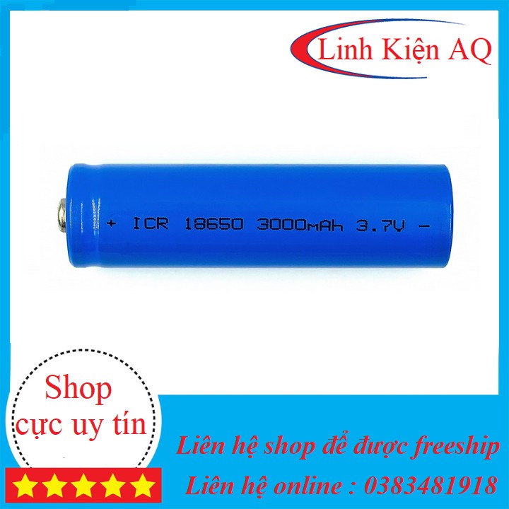 Pin Li-on 18650 dung lương 3000mAh dòng xả 10C(loại tốt)