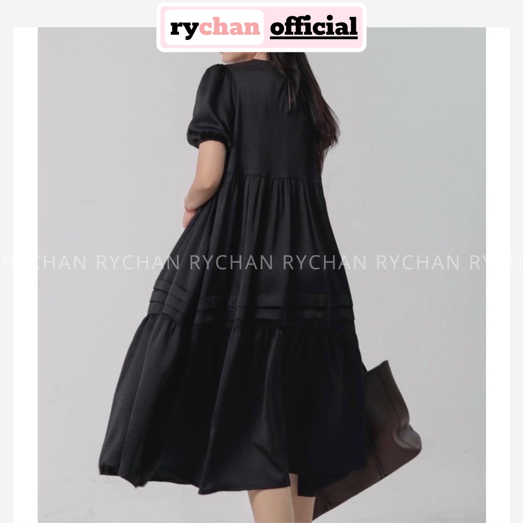 Đầm Nữ Đi Chơi Dáng Suông Cổ Tròn Tay Ngắn Xếp Li Màu Trắng Đen Cực Dễ Thương [ẢNH THẬT CUỐI] - DX9806