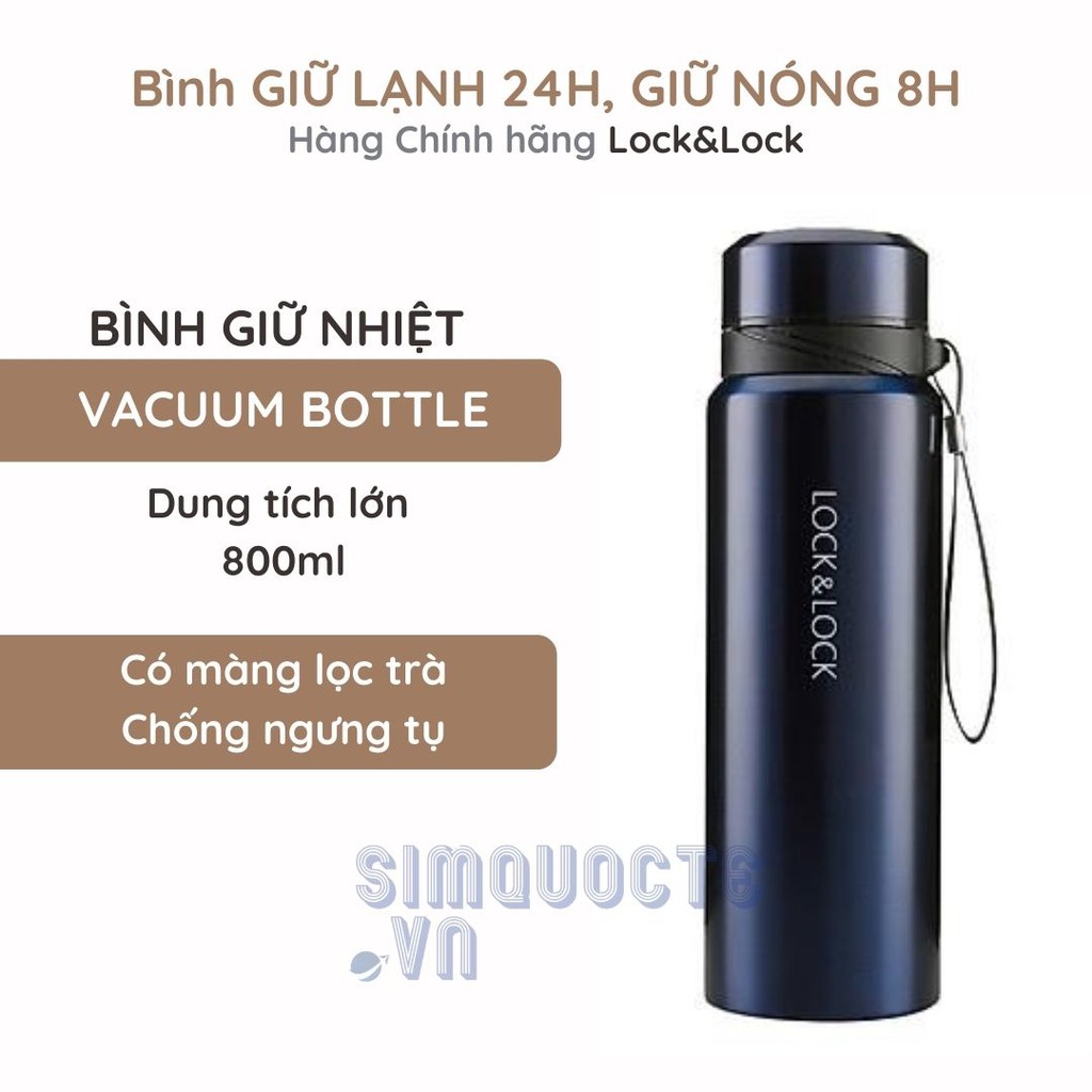 Bình Giữ Nhiệt Thép Không Gỉ Vacuum Bottle Lock&amp;Lock (800ml) - Hàng Chính Hãng