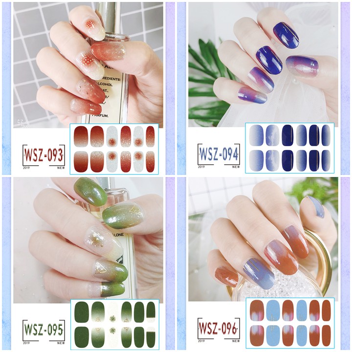 Bộ dán móng tay nail sticker gồm 12 móng, không thấm nước, có độ đàn hồi tốt Phần 3 WSZ