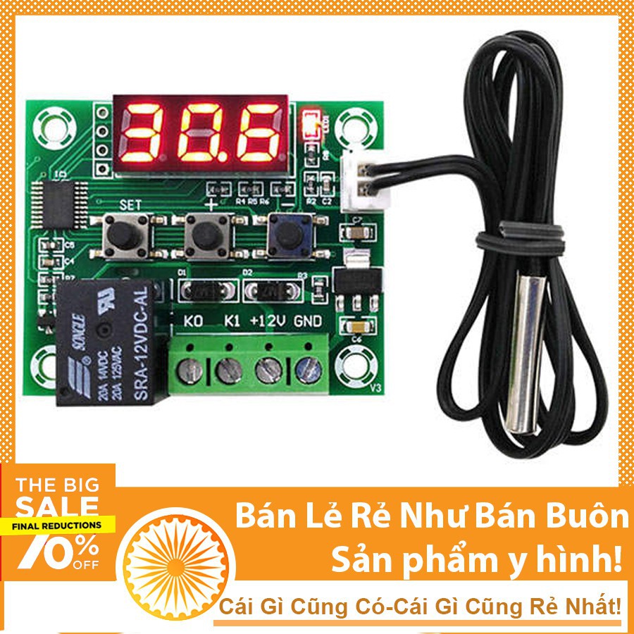 Mạch cảm biến kiểm soát nhiệt độ W1209 Relay 12VDC chế máy ấp trứng gà trứng vịt trứng chim đa năng