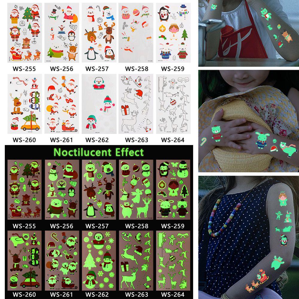 Hình Xăm Dán Tạm Thời Họa Tiết Giáng Sinh Phát Sáng Trong Bóng Tối Trang Trí