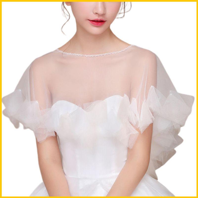 Áo Choàng Vải Tuyn Mỏng Phối Bèo Thời Trang Dự Tiệc Cưới Bolero 1920S