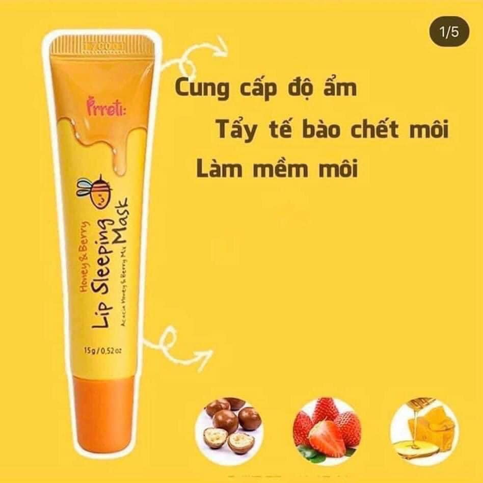 [Date2025] Mặt nạ ngủ môi - son dưỡng mật ong Prreti Honey Berry Lip Sleeping Mask